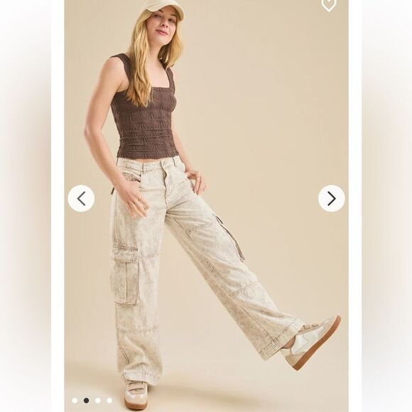 ALTAR’D STATE Blaire Chocolate Brown Seamless Floral Square Neck Wide Strap Cami - Picture 8 of 15